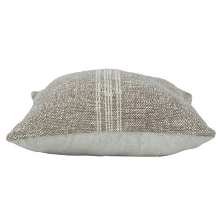 Minimalist Textured Cotton Cushion Cover with Subtle Stripe Detail – 45x45 cm | Neutral Beige Linen Look