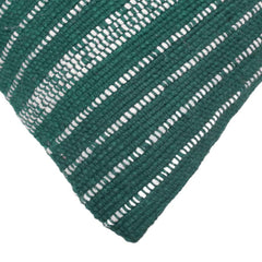 Handwoven Cotton Cushion Cover – Green & Ivory Textured Striped Design, 45 x 45 cm