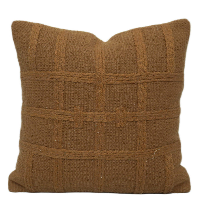 Handcrafted Brown Textured Cushion Cover – Geometric Woven Design, 45 x 45 cm