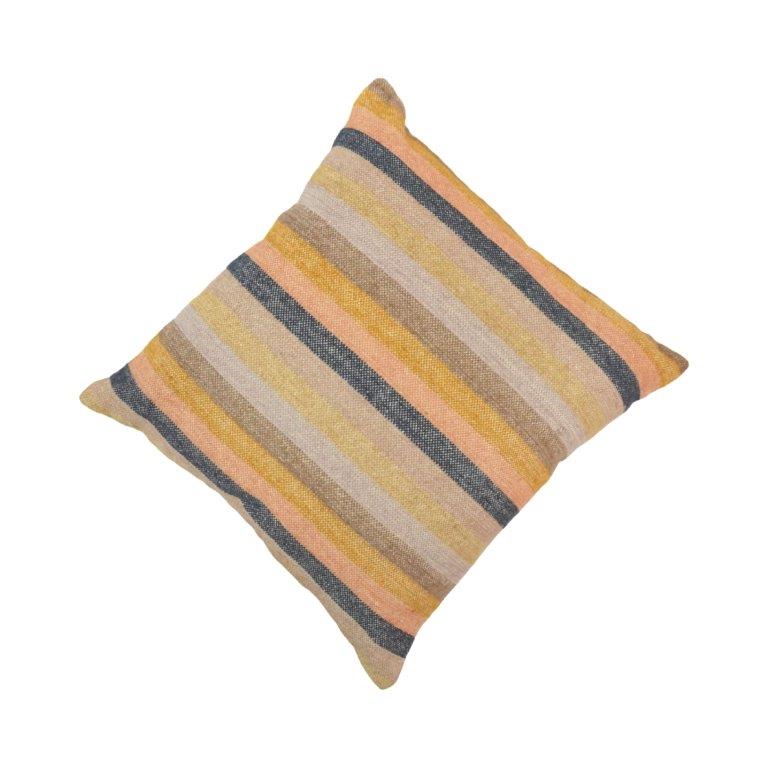 Handwoven Striped Cotton Cushion Cover – Multi Tone Woven Throw Pillow Cover | 45x45 cm - Bulk manufacturer & supplier from Panipat, India