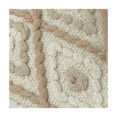 Beige Diamant Bestickter Kissenbezug aus Baumwolle | Texturiertes Geometrisches Muster | Neutrale Boho-Deko | 45x45 cm