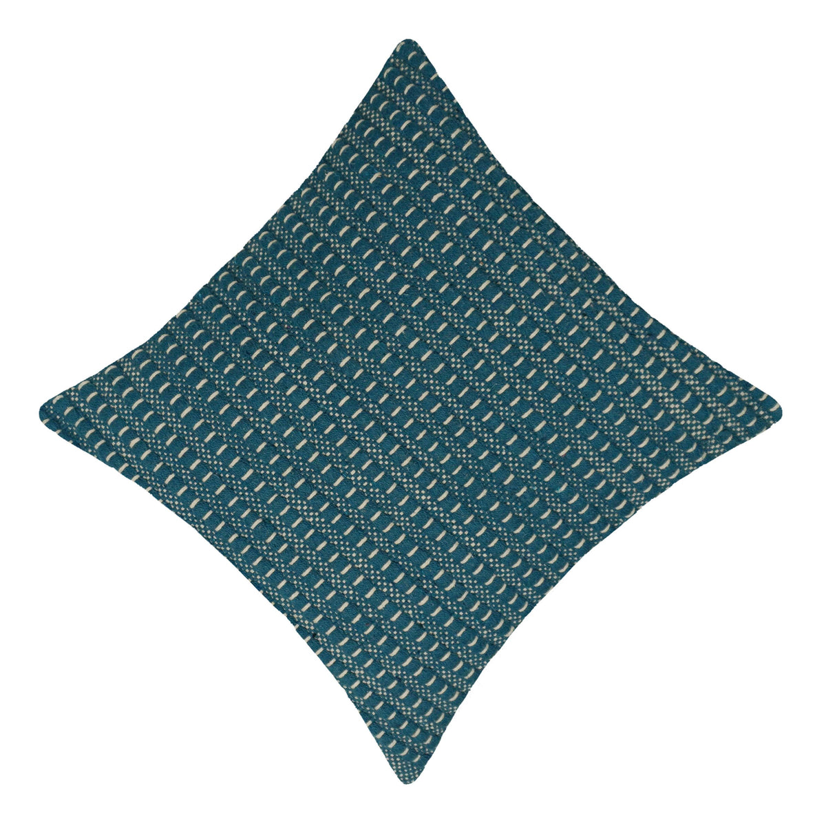 Handwoven Cotton Cushion Cover 45x45 cm | Textured Woven Stripe Design | Decorative Sofa Cushion Cover | Hidden Zip | Blue & Ivory | 18x18 Inch