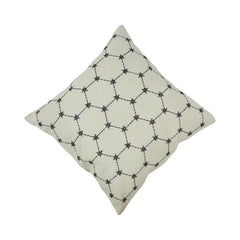 Ivory Geometric Embroidered Cotton Cushion Cover | 45 x 45 cm | Modern Lattice Design
