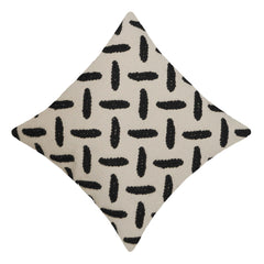 Handwoven Cotton Cushion Cover 45x45 cm | Black Abstract Dash Pattern | Modern Boho Decorative Throw Pillow Cover | Hidden Zipper | 100% Cotton
