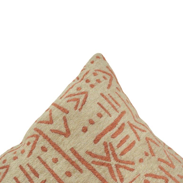 Tribal Mudcloth Jacquard Cushion Cover | Beige & Rust Geometric Pattern | 45x45 cm Decorative Pillow Cover - Bulk manufacturer & supplier from Panipat, India