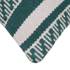 Teal and ivory geometric handwoven cotton cushion cover 45x45 cm
