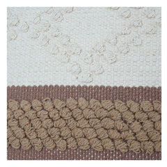 Handwoven Cotton Cushion Cover with Textured Tufted Geometric Pattern | Brown & Ivory | 18x18 Inch Decorative Pillow Case