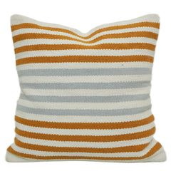 Handwoven Striped Cushion Cover 45x45 cm – Mustard, White & Grey