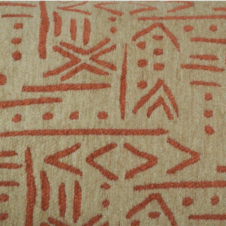 Tribal Mudcloth Jacquard Cushion Cover | Beige & Rust Geometric Pattern | 45x45 cm Decorative Pillow Cover