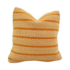 Handmade Cotton Herringbone Cushion Cover 45x45 cm | Mustard & Ivory Woven Decorative Pillow Cover