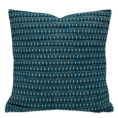 Handwoven Cotton Cushion Cover 45x45 cm | Textured Woven Stripe Design | Decorative Sofa Cushion Cover | Hidden Zip | Blue & Ivory | 18x18 Inch