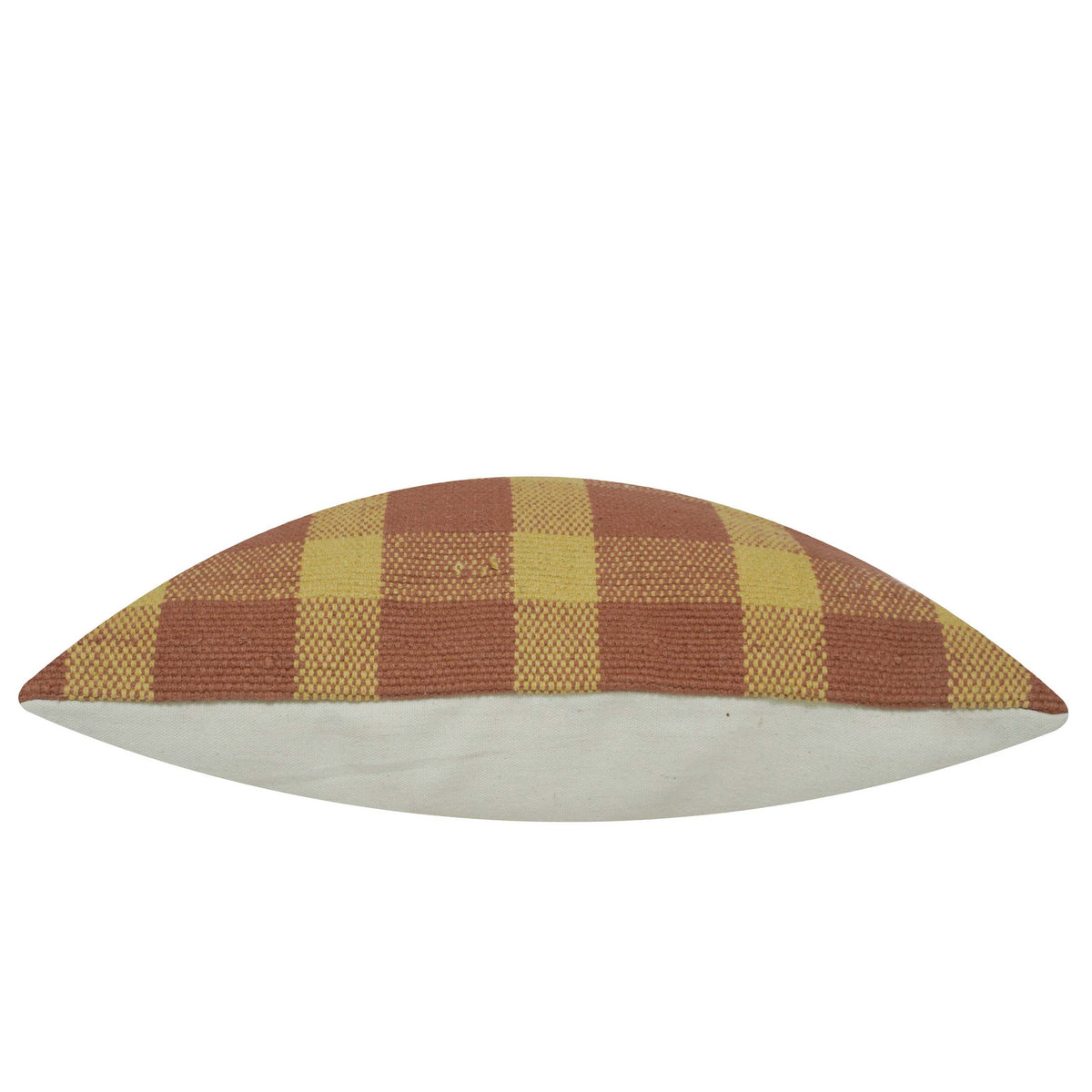 Brown and mustard plaid checkered handwoven cotton cushion cover 45x45 cm