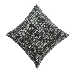 Black & Ivory Jacquard Woven Cushion Cover | Geometric Textured Design | 45 x 45 cm