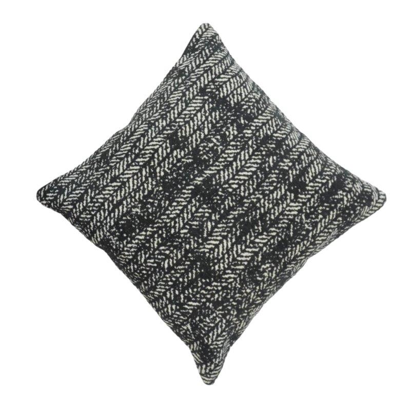 Black & Ivory Jacquard Woven Cushion Cover | Geometric Textured Design | 45 x 45 cm