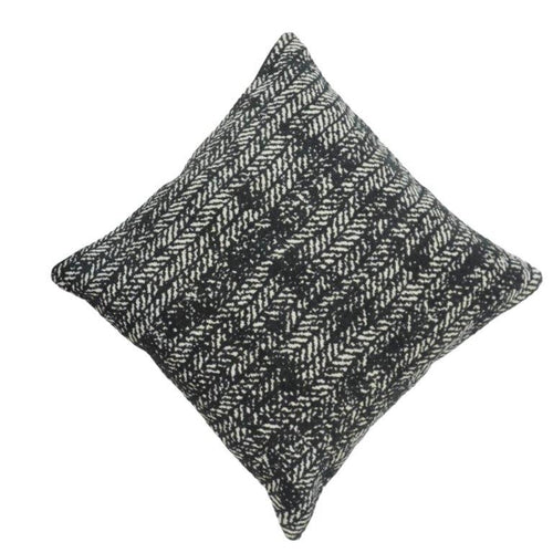 Black & Ivory Jacquard Woven Cushion Cover | Geometric Textured Design | 45 x 45 cm