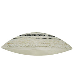 Handwoven Cream & Black Geometric Cotton Cushion Cover – Textured Boho Accent, 45 x 45 cm