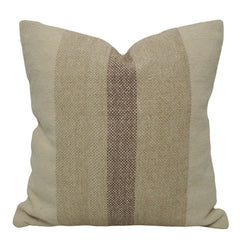 Handwoven Cotton Cushion Cover 45x45 cm | Natural Beige Striped Textured Throw Pillow Cover | Rustic Farmhouse & Boho Decorative Cushion Cover | Hidden Zipper