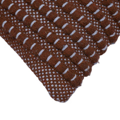Handwoven Cotton Cushion Cover – Brown & Ivory Textured Striped Design, 45 x 45 cm