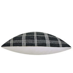 Handwoven Black & Ivory Checkered Cotton Cushion Cover – 45 x 45 cm | Woven Grid Pattern