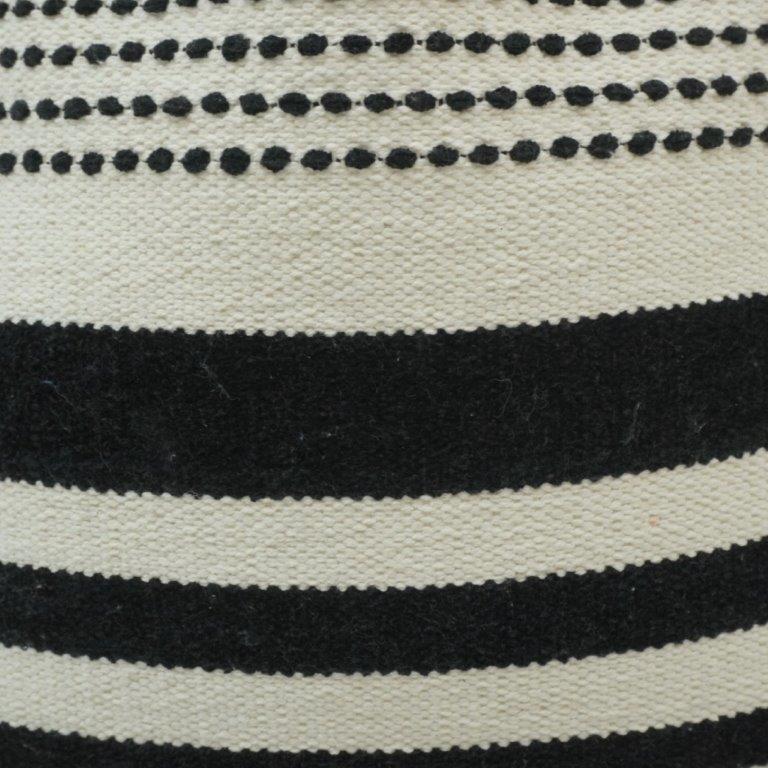 Handmade Black & White Cotton Cushion Cover | Woven Striped & Dotted Design | 45x45 cm Decorative Pillow Cover - Bulk manufacturer & supplier from Panipat, India