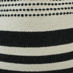 Handmade Black & White Cotton Cushion Cover | Woven Striped & Dotted Design | 45x45 cm Decorative Pillow Cover