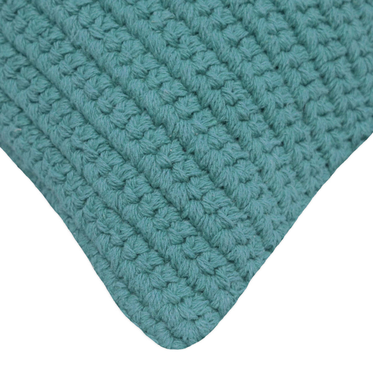 Machine Woven Cotton Cushion Cover 45x45 cm – Textured Teal Blue Solid Design