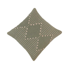 Handmade Sage Green Cotton Cushion Cover with Textured Dot Embroidery | 45x45 cm Decorative Throw Pillow Cover