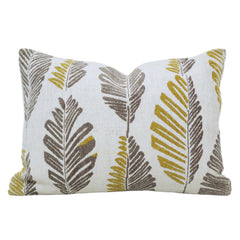Mustard & Taupe Abstract-Leaf Jacquard Cushion Cover 45x45 cm
