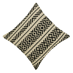Handwoven Cotton Cushion Cover 45x45 cm | Black & Ivory Geometric Woven Throw Pillow Cover | Boho Farmhouse Decorative Cushion Cover with Concealed Zipper