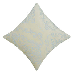 Machine Embroidered Cream & Light Blue Ornamental Cushion Cover – 45 x 45 cm