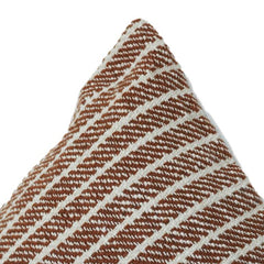 Rustic Brown Striped Cotton Cushion Cover | Handwoven Textured Throw Pillow Cover | Modern Minimalist Home Décor (18x18 Inch)