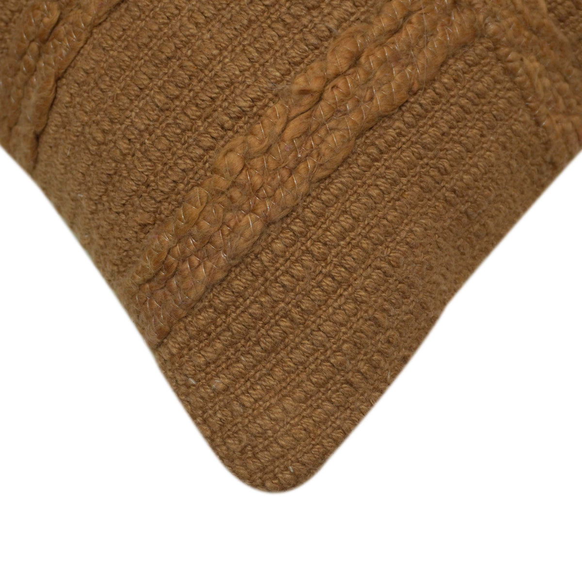 Handcrafted Brown Textured Cushion Cover – Geometric Woven Design, 45 x 45 cm
