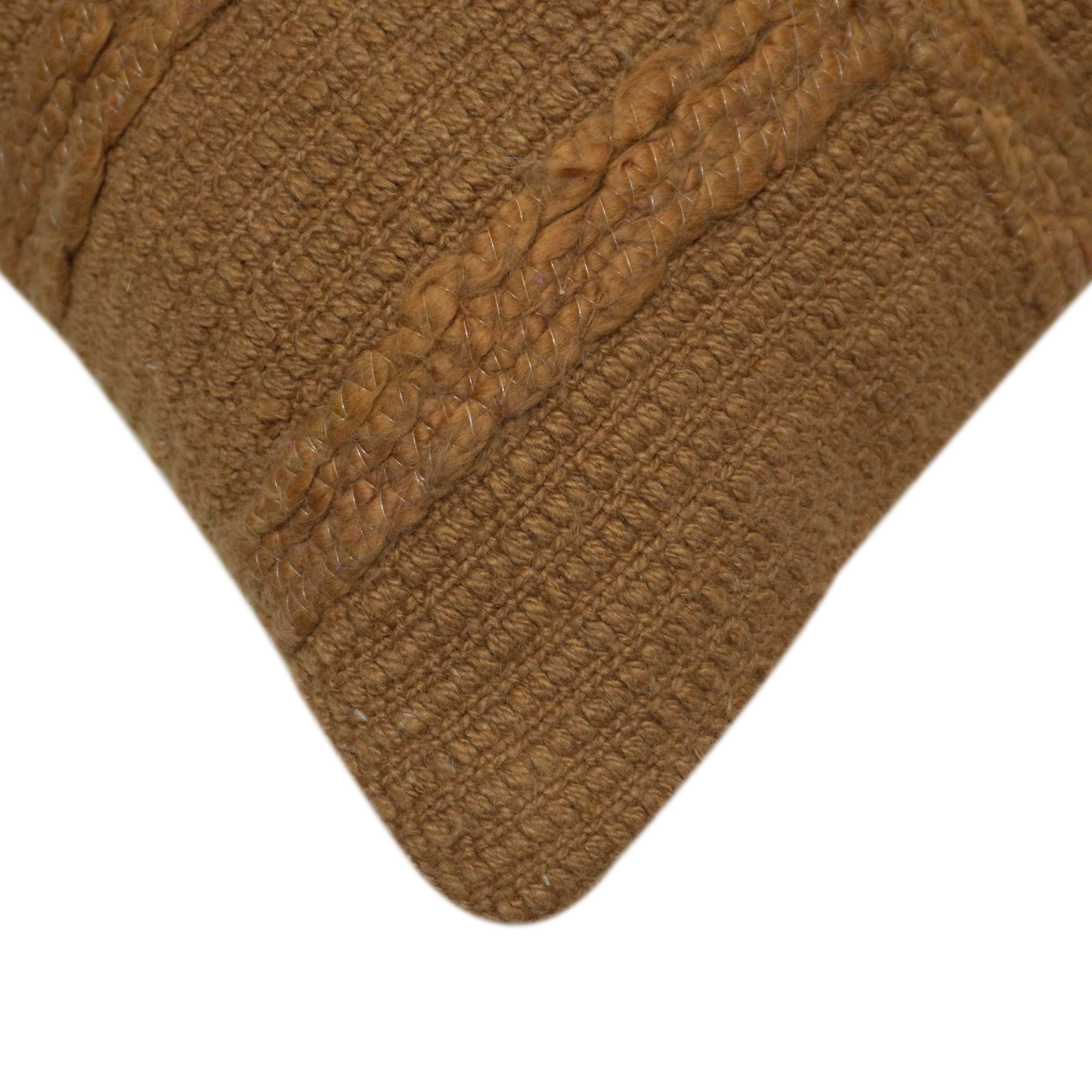 Handcrafted Brown Textured Cushion Cover – Geometric Woven Design, 45 x 45 cm