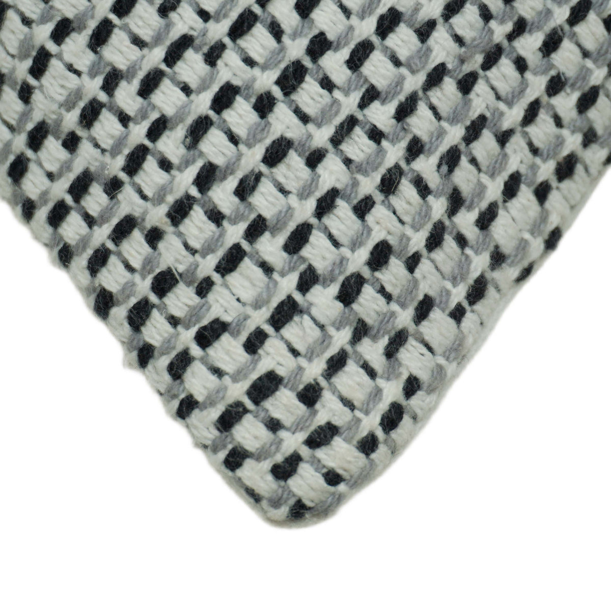 Handwoven Textured Cotton Cushion Cover – Grey & Ivory Woven Design, 45 x 45 cm