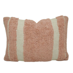 Blush Pink & Ivory Tufted Cotton Lumbar Cushion Cover 35x50 cm