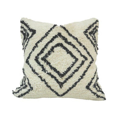 Tufted Geometric Cotton Cushion Cover | Black & White Diamond Pattern | 45x45 cm