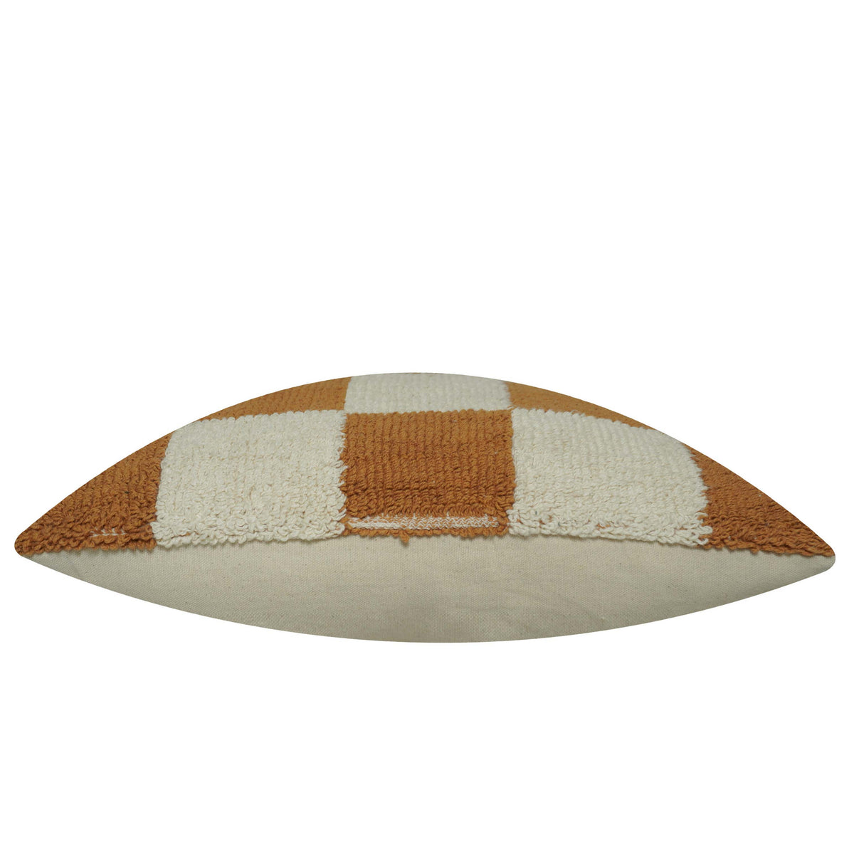 Machine Tufted Loop Cotton Cushion Cover 45x45 cm | Checkered Brown & Ivory Textured Throw Pillow Cover | Modern Decorative Cushion Cover with Hidden Zipper