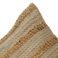 Handwoven Jute Cushion Cover with Textured Striped Design | Natural Rustic Decorative Pillow Cover | 18x18 Inch