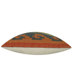 Handwoven Geometric Tribal Cushion Cover – Olive Green, Rust & Navy – 45 x 45 cm