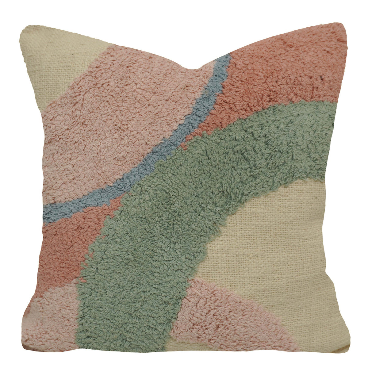 Hand Tufted Cotton Cushion Cover 45x45 cm | Modern Abstract Multi-Color Decorative Throw Pillow Cover | Hidden Zipper | 18x18 Inch