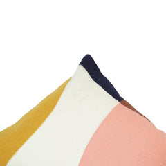 Abstract geometric color block embroidered cotton cushion cover 45x45 cm