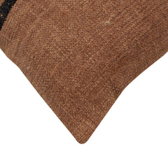 Handwoven Cotton Cushion Cover 40 x 60 cm | Brown with Black Striped Design | Rustic Decorative Lumbar Pillow Cover | Hidden Zip | Sofa & Bed Cushion Cover