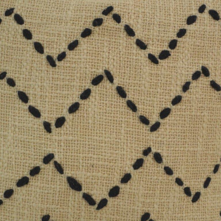 Hand Embroidered Zigzag Cotton Cushion Cover with Tassels – 45x45 cm | Boho Decorative Pillow Cover - Bulk manufacturer & supplier from Panipat, India