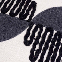 Modern Abstract Embroidered Cotton Cushion Cover 45x45 cm | Geometric Black & Grey Design | Decorative Throw Pillow Cover