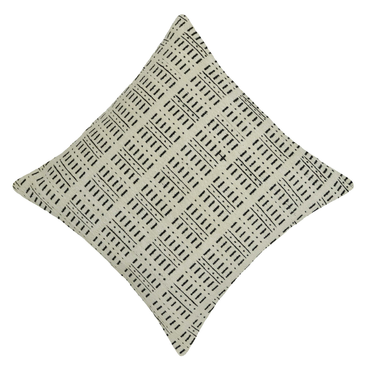 Geometric Jacquard Cotton Cushion Cover 45x45 cm | Woven Textured Throw Pillow Cover | Black & Ivory Decorative Cushion Cover | Hidden Zipper | Modern Boho Home Décor