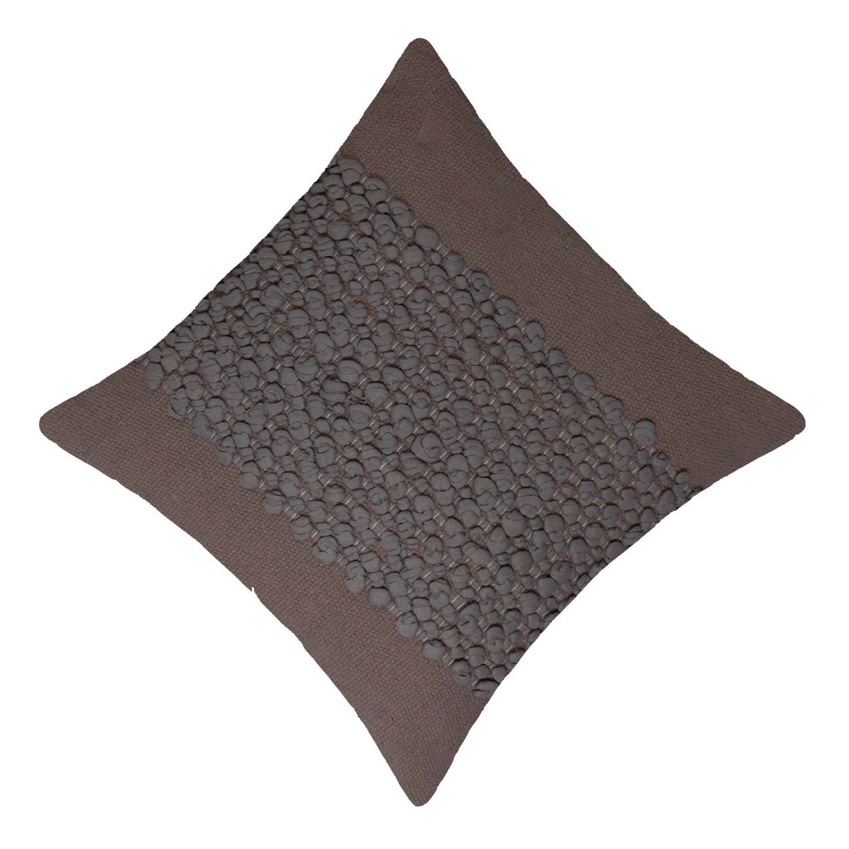 Handwoven Cotton Textured Cushion Cover 45x45 cm | Artisan Bubble Weave Decorative Throw Pillow Cover | Hidden Zip | Taupe Brown - Bulk manufacturer & supplier from Panipat, India