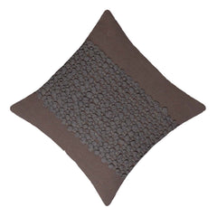 Handwoven Cotton Textured Cushion Cover 45x45 cm | Artisan Bubble Weave Decorative Throw Pillow Cover | Hidden Zip | Taupe Brown
