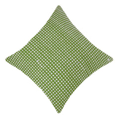 Handwoven Cotton Cushion Cover – Green & White Geometric Dot Pattern, 45 x 45 cm