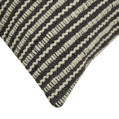 Handwoven Cotton Cushion Cover 45x45 cm | Black & Ivory Striped Textured Woven Throw Pillow Cover | Modern Farmhouse & Boho Decorative Cushion Cover with Hidden Zipper
