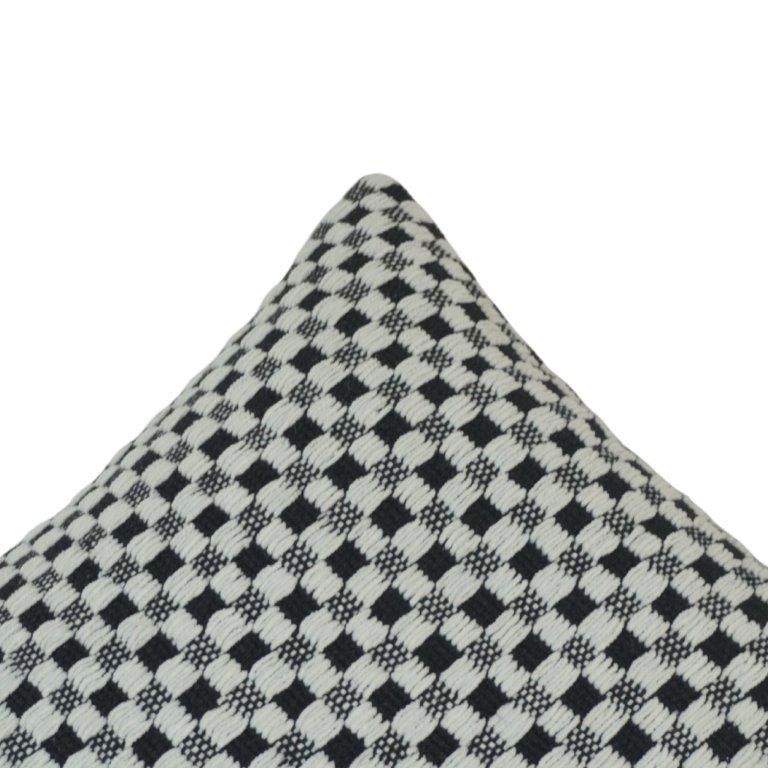 Black & White Checkered Cotton Cushion Cover | Textured Woven Design | 45x45 cm - Bulk manufacturer & supplier from Panipat, India
